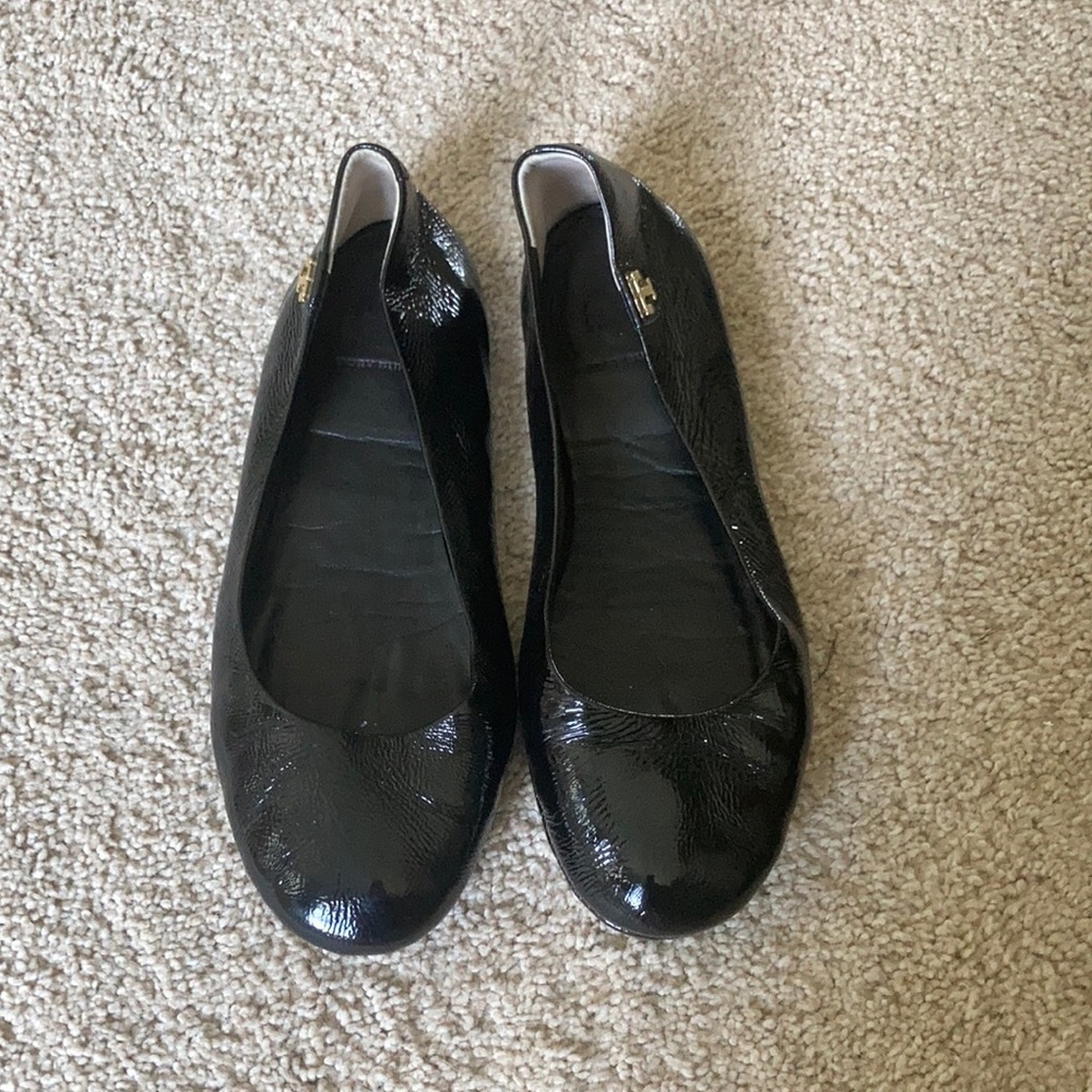 Tory Burch black patent flats size 7.5